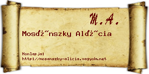 Mosánszky Alícia névjegykártya